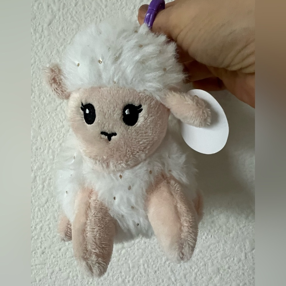 Dan Dee Plush Animal Bag Charm Keychain – White Brown & Sparkly, New with Tags